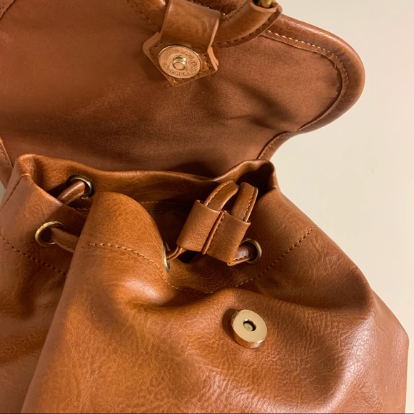 NWT Cognac Faux Leather Backpack - Picture 7 of 13